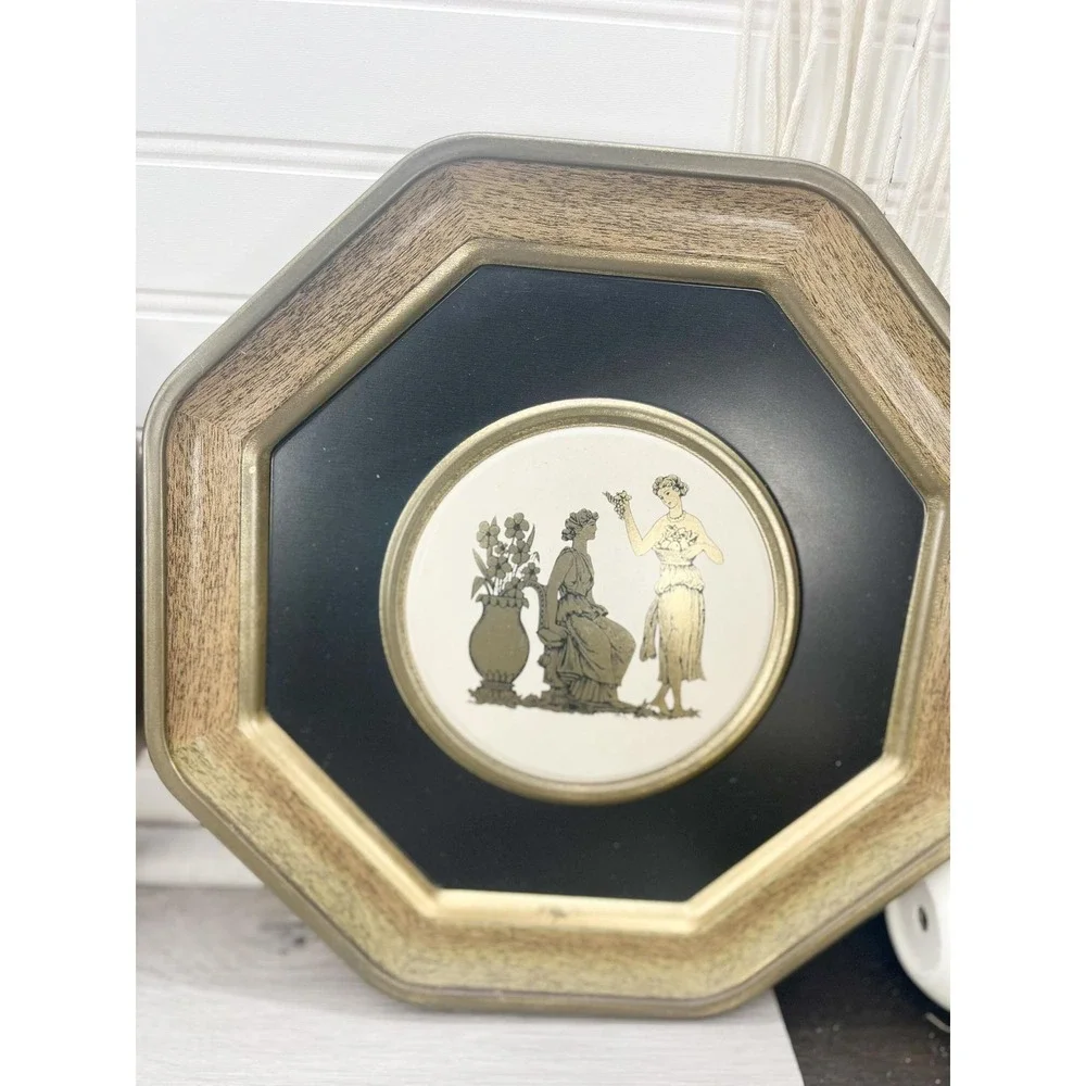 Vintage Pressed Tin Greek Wall Hanging Set - Brass‎ Finish